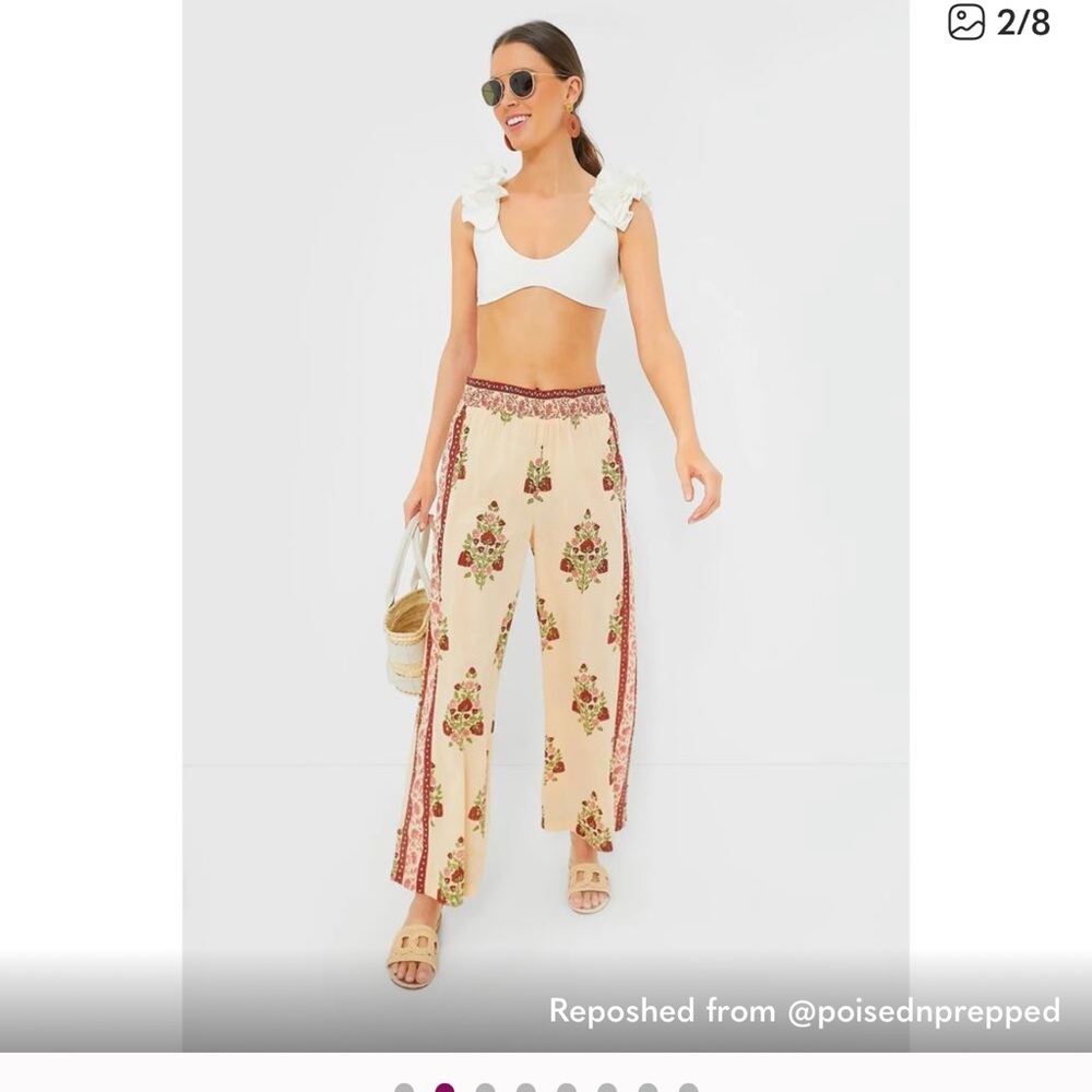 TUCKERNUCK Floral Print Wide-Leg Pants Lightweight Small